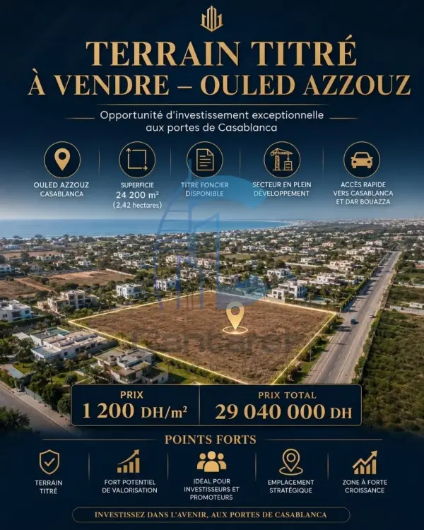 VENTE TERAIN DAR BOUAZZA