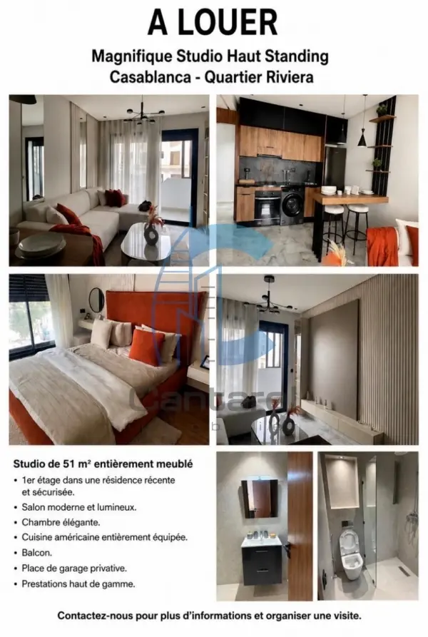À louer-magnifique studio haut stg - riviera -