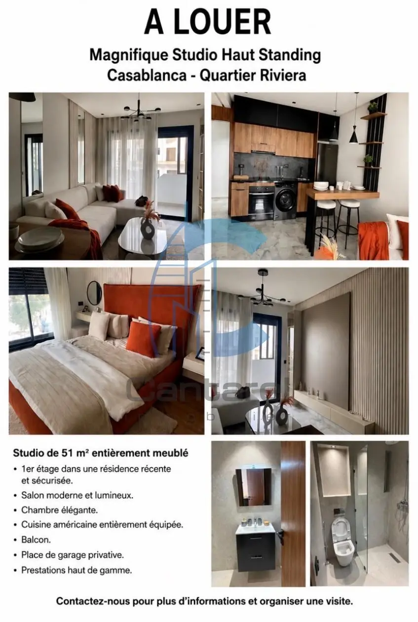 À louer-magnifique studio haut stg - riviera -