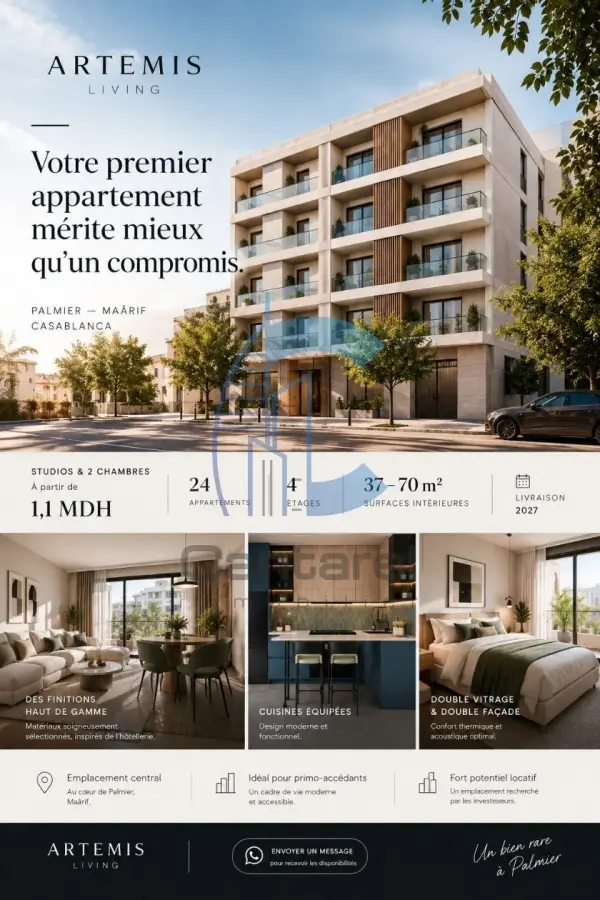ARTEMIS LIVING – Studios et appartements 2 chambres à partir de 1,1 MDH